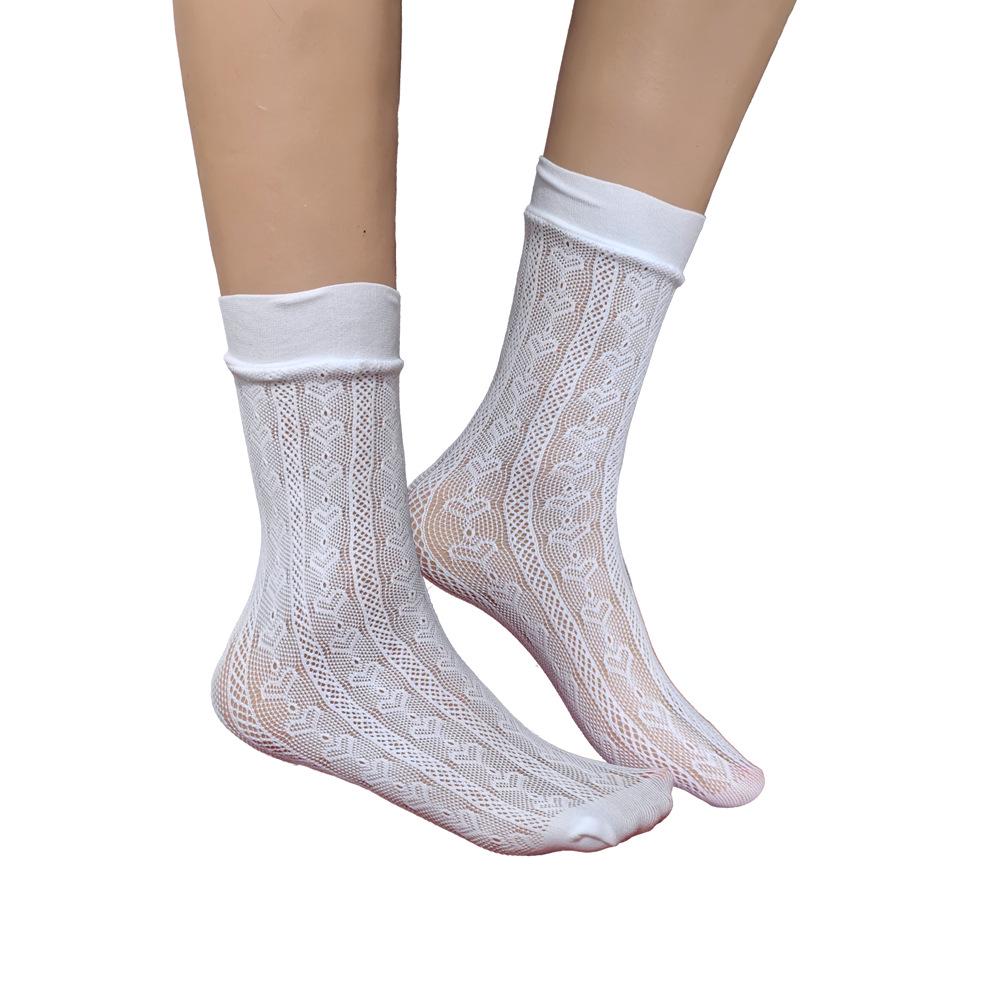 Black Pearl Summer Lace Fishnet Ankle Socks - Breathable, Invisible Plus Size Stockings