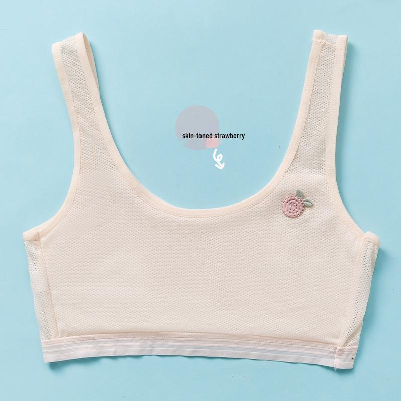 Breathable Strapless Girls' Training Bra - Summer Mesh Vest Style for Middle School Students