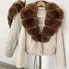Autumn and winter natural real removable fox fur collar jacket new daily versatile commuter style duck down jacket women