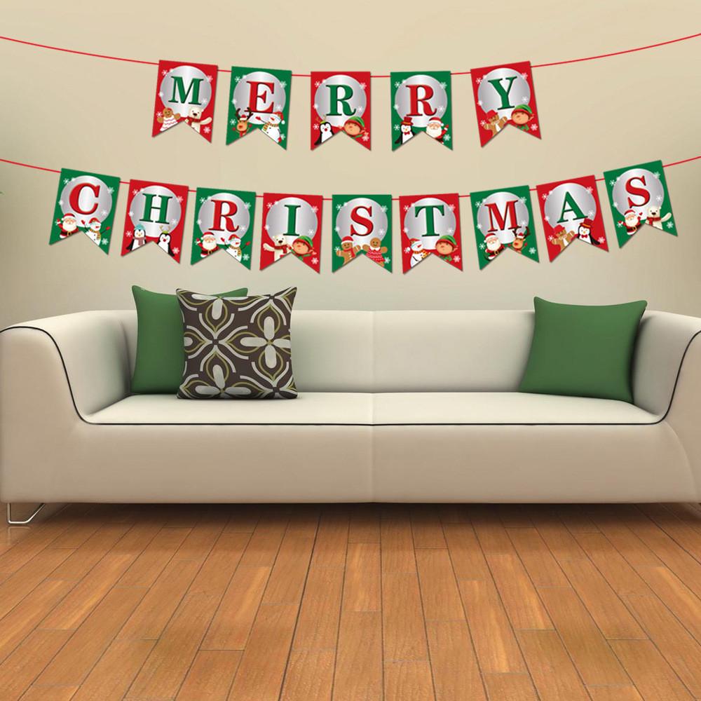 Christmas Decoration Delightful Paper Banner Featuring Cartoon Santa Reindeer And