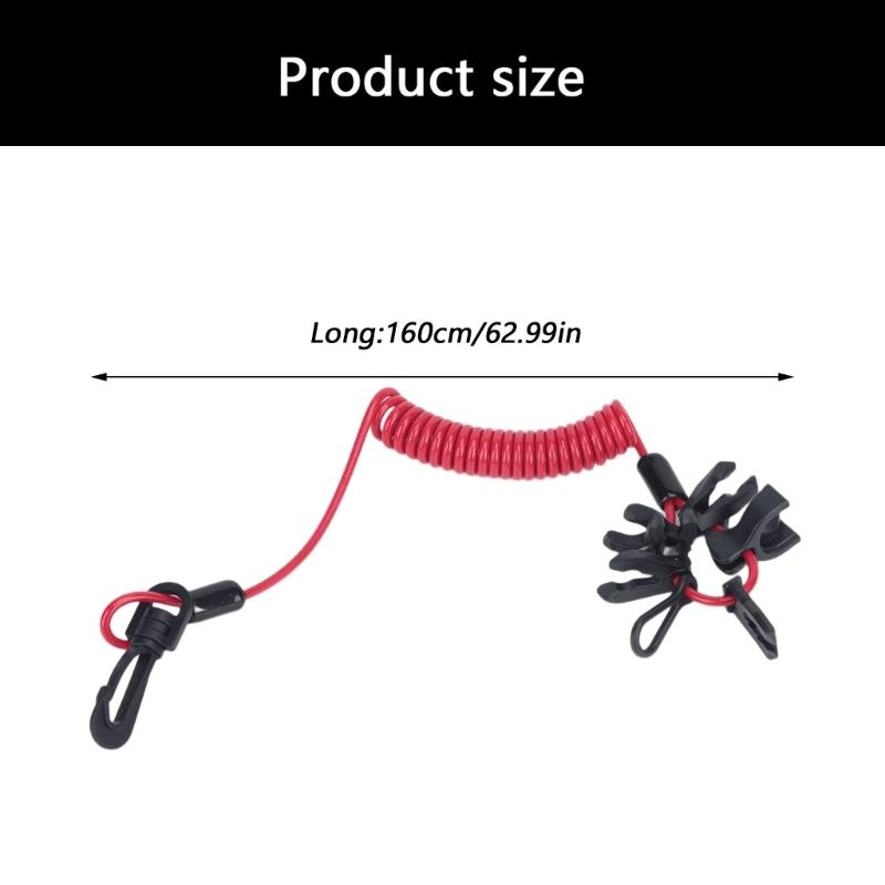 Outboard Boat Stop Cord Set with Stretch TPU Lanyard, 7 Key Clips and Hook Clip for Routine Engine Operation and Travel