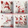 1pc White Red Christmas Cushion Cover Dwarf Snowman Durable Cover 2025 New for Home Ornament Xmas New Year Christmas Decoration