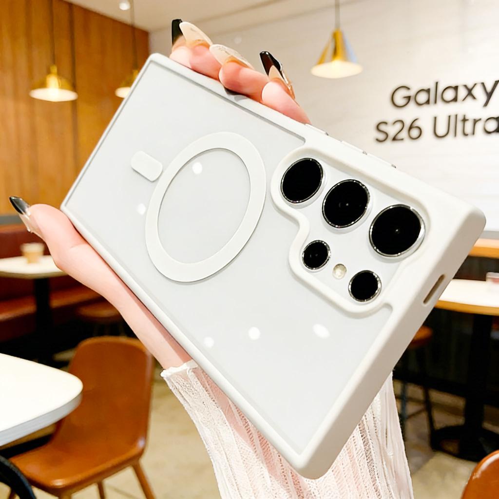 Transparent Matte Phone Case For Samsung Galaxy S26 Ultra S22 S23 Plus Wireless Charging Magsafe Case Galaxy S24 S25 Ultra Cover