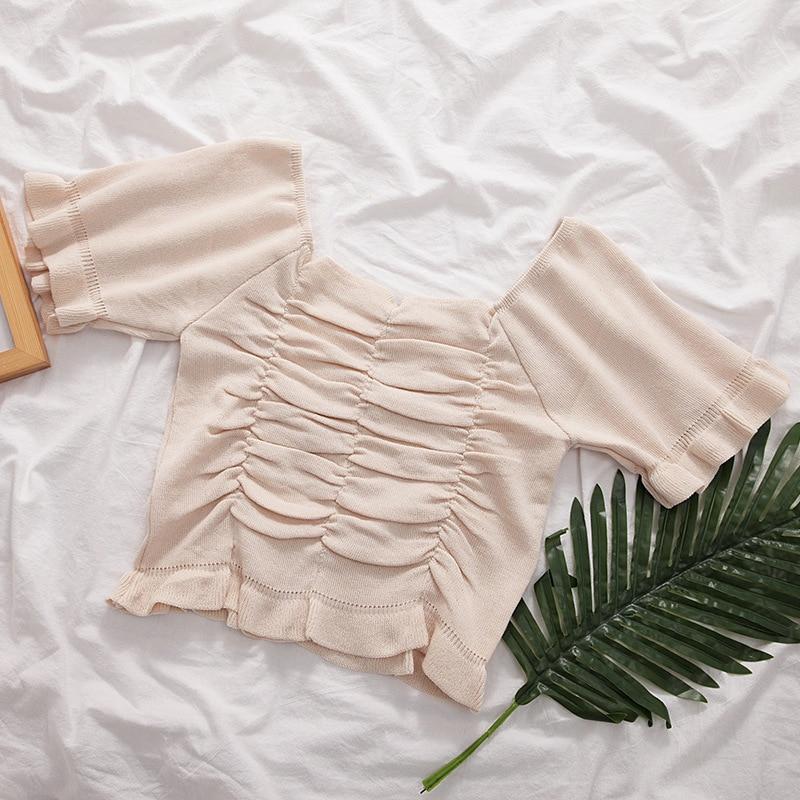 

Короткий укороченный топ с квадратным вырезом, тонкая трикотажная футболка с короткими рукавами, женская летняя повседневная базовая сексуальная уличная футболка из резинки One Size абрикосовый