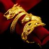 Yousheng Couple Matching Ring 3D Dragon Phoenix Golden Color Open Adjustable Proposal Wedding Ring Anniversary Gift Adult Knuckle Ring Finger Jewelry