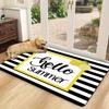 1pc Black & White Striped Lemon Summer Doormat, Fresh Coastal Style, High-Quality Flannel Fabric, Rectangular Welcome Mat, Stain-Resistant & Quick-Dry