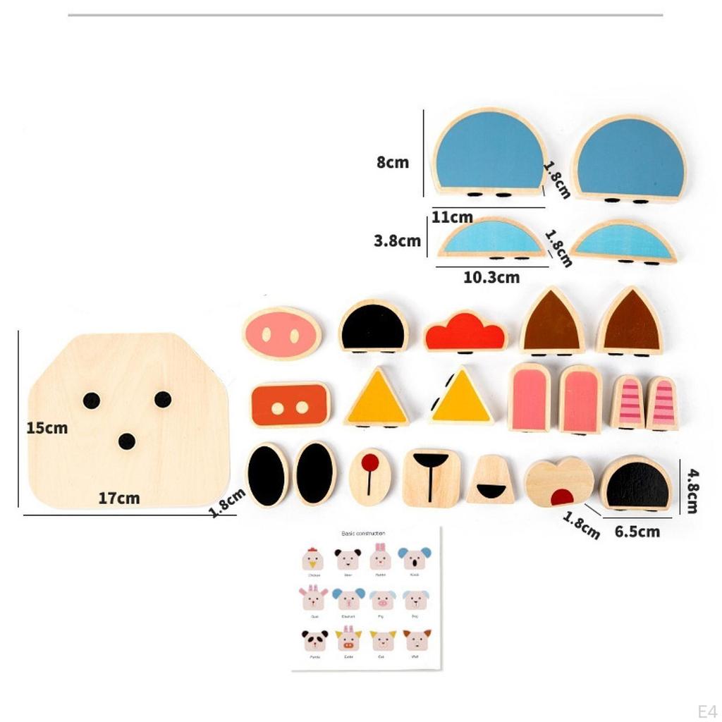 Face Change Blocking Puzzle, Wooden Educational Toy, Development Toys for 36 Months And More