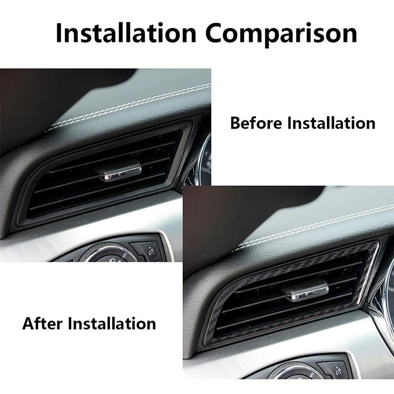 2pcs For Ford Mustang 2015 2016 2017 2018   ABS Carbon Fiber look Car Interior Dashboard Air Vent Cover Trims