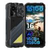 HOTWAV Odolný smartphone Hyper 8E, 15100mAh IP68/IP69K Android 16 4G, Extra velký reproduktor, duální světla, 16GB RAM 128GB ROM, odolný design, outdoorový nástroj