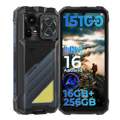 HOTWAV Odolný smartphone Hyper 8E, 15100mAh IP68/IP69K Android 16 4G, Extra velký reproduktor, duální světla, 16GB RAM 128GB ROM, odolný design, outdoorový nástroj