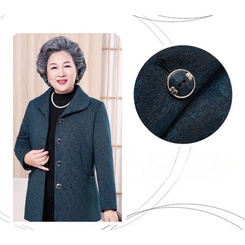 Fashionable Spring Autumn Outerwear for Senior Women Luxury Grandma Clothing Stylish