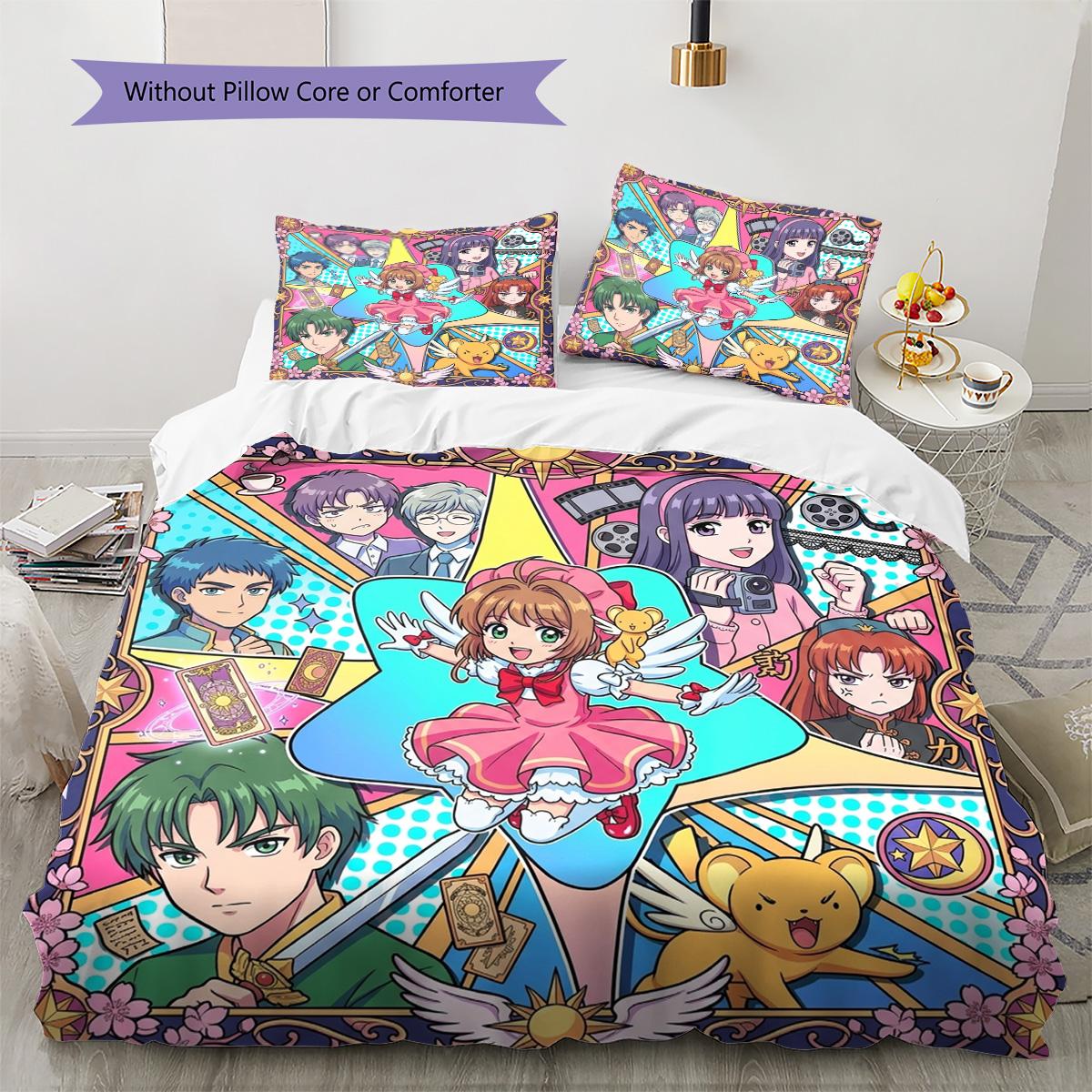 

Cardcaptor Sakura Pattern Bedding Quilt Set Quilt Cover Pillowcase Home Decoration Birthday Gift (1 * duvet cover + 2 * pillowcase, without core) 135x200cm