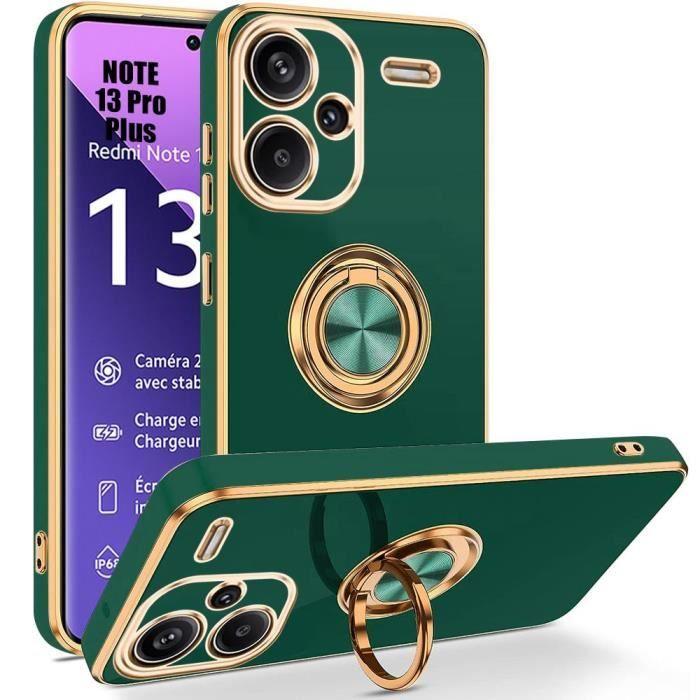 Coque - E.F.CONNECTION - pour Xiaomi Redmi Note 13 Pro+ 5G - Antichoc - Support rotatif - Vert nuit
