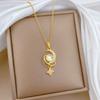 Stainless Steel Chain Necklace Dreamy Moonstone Zircon Moon Planet Star Pendant Necklace for Women Girls Sweet Jewelry Gifts