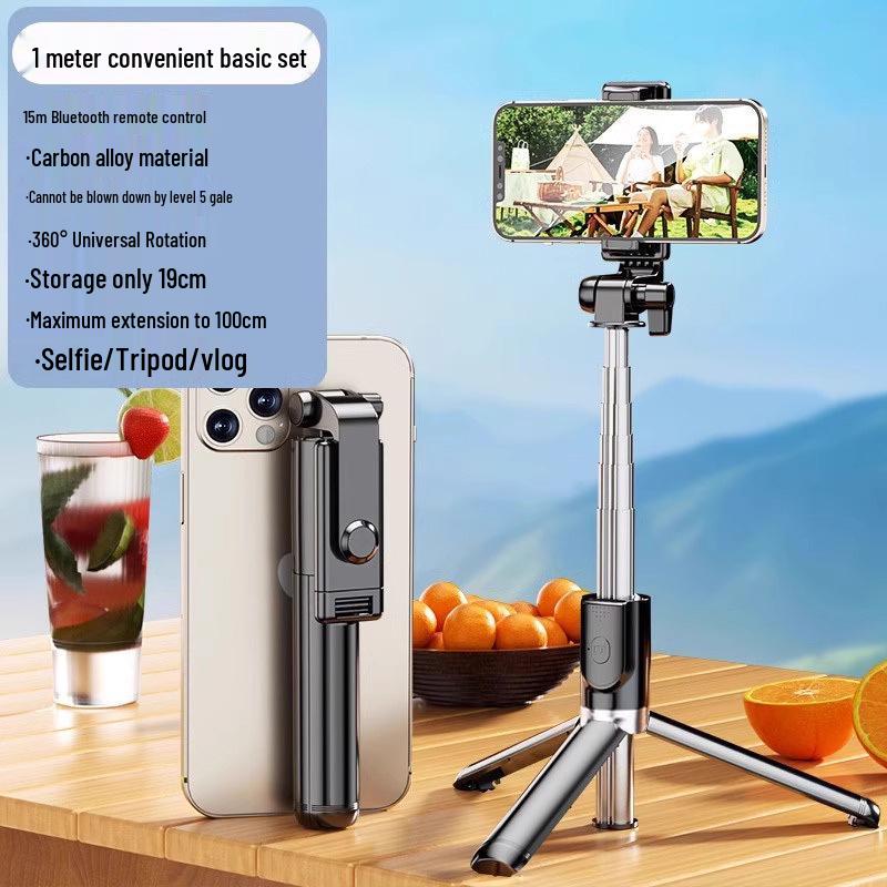 Portable Bluetooth Selfie Stick & Tripod with Remote Control - Foldable and Floor-standing