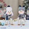 Cartoon Blue Fabric Snowman Doll Fabric Christmas Snowman Doll Swinging Skiing Doll  Xmas Gift