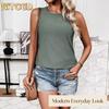 Women's Fashion Casual Solid Color Print Sleeveless O-Neck Blouses & Shirts