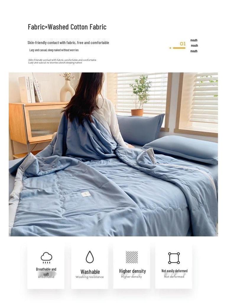 Lightweight Summer Quilt - Washable Cotton, Ideal for Air Conditioned Rooms, Dorms, and Kids