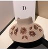 Beach Straw Woven Sunshade Hat Rhinestone Embroidered Sun Hat Fashionable Leisure Vacation Foldable Women's Empty Top Hat