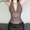 BITCED Spring Women's Solid-Color Slim-Fit Streetwear Fashion Halter Neck Sexy Backless Tank Top