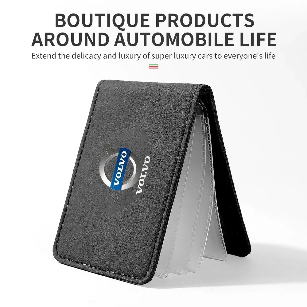 Car Driving License Bag Card Credit Holder Purse For Volvo C30 V40 V60 V90 S40 S60 S80 S90 S80L XC40 XC60 XC90 AWD T4 T5 T6 T8 FE3