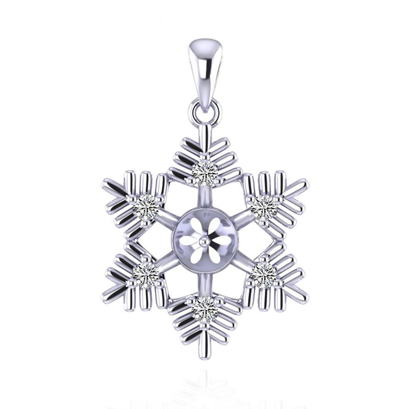 

CLUCI 925 Sterling Silver Pendant for Pearls Trendy Snowflake DIY Necklace Bracelet Jewelry for Women Christmas Gift SP325SB срібний