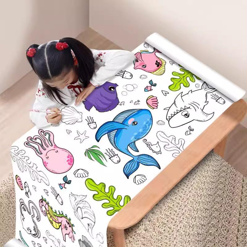 A Super Long 118.11inch Foot DO-IT-YOURSELF Doodle Paper Roll Children s Coloring Plus Drawing Practice Learning Toy Suitable Ideal for Imaginative