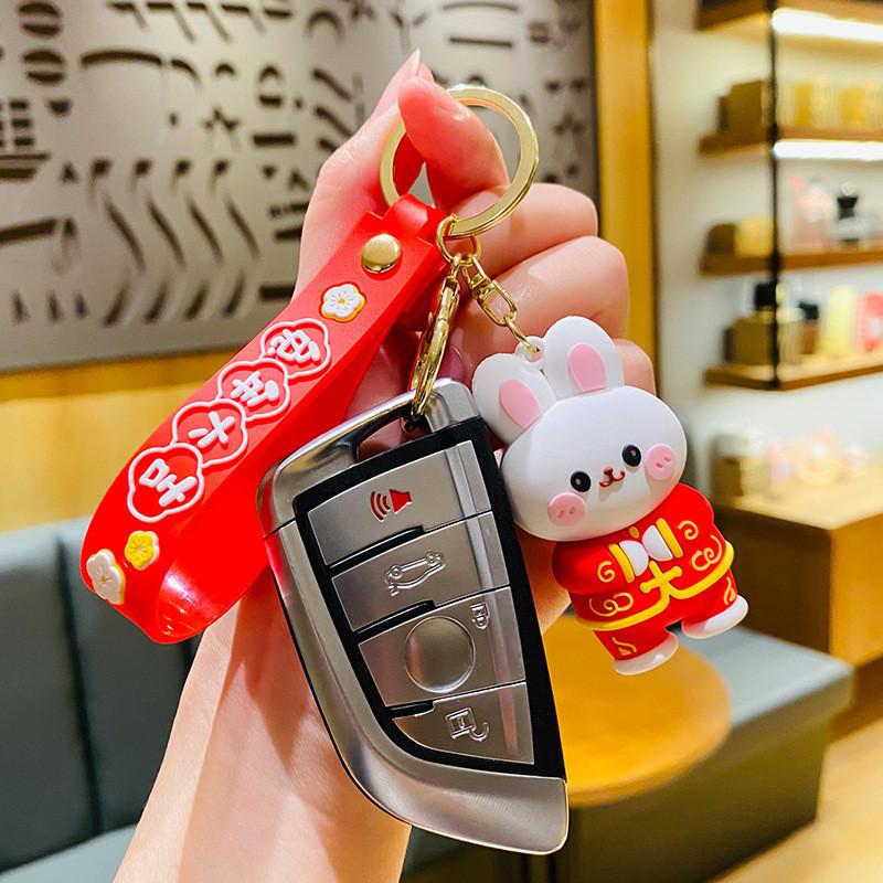 Cute Creative And Pvc Tang Suit Rabbit Keychain Adorable Cartoon Charm For Year New