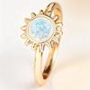 European and American Sunflower Opal Ring Gold-colored, Vintage Sun-shaped, Iridescent Opal Ring for Women