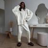 Ripped Sweater Set for Women, European, American Autumn and Winter Ins Style Knitted Pants + Crew Neck Sweater Set for Women