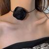 Simple Rose Flower Neckband Choker Necklace Jewelry Women Clavicle Chain Necklace Temperament Long Lace up Neck Chain
