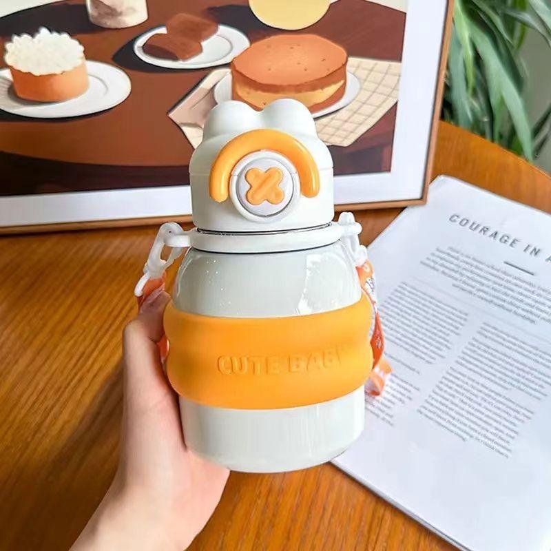 Cute Children's Thermos Cup Girl Straw Type Large Capacity 316 Stainless Steel Kettle High Value Student Water Cup