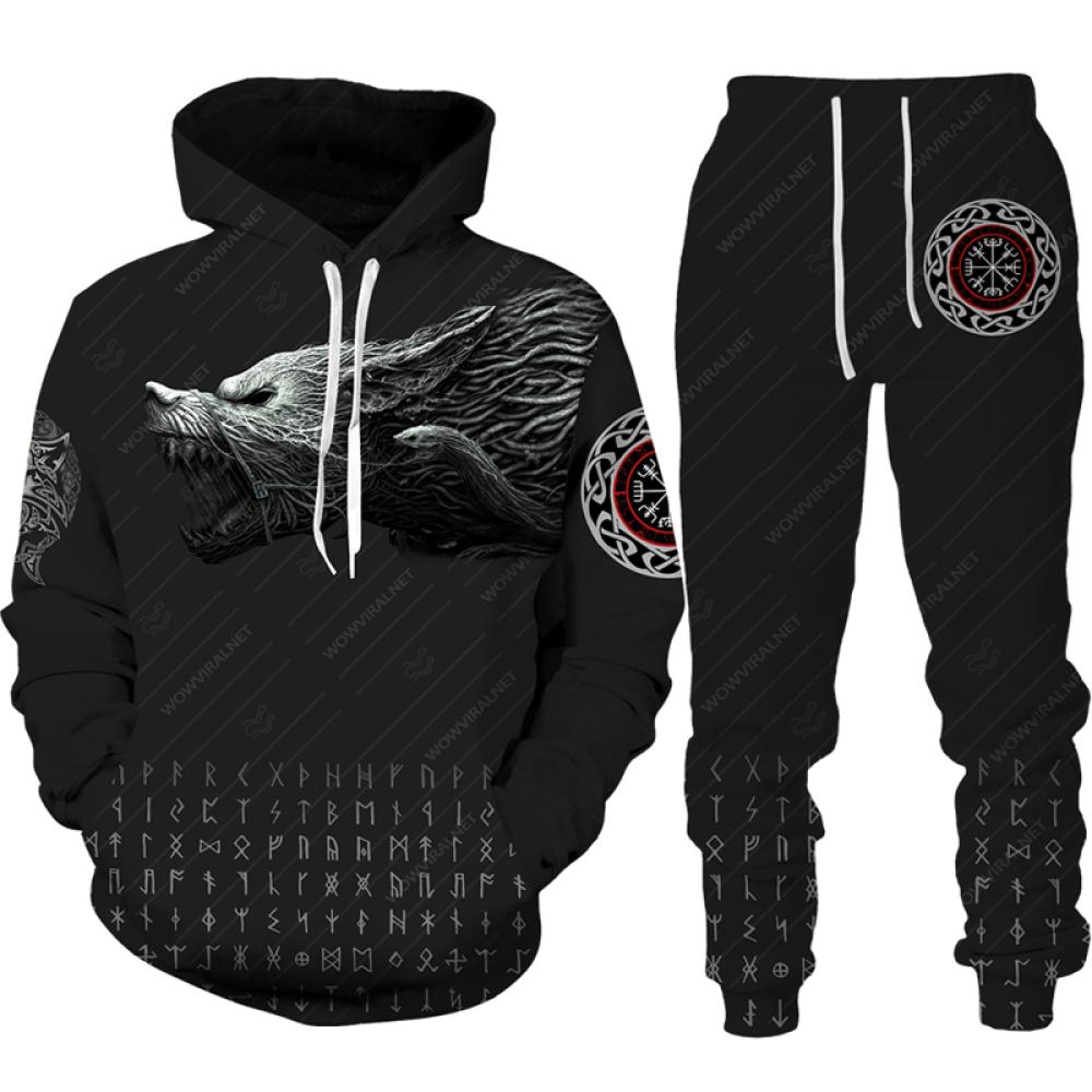 Spring Autumn 3D Printed Fierce Eagle Pattern Hoodies Sweatshirt Men's Sweatpants Set Unisex Tracksuit Fashion Men Clothing Suit
