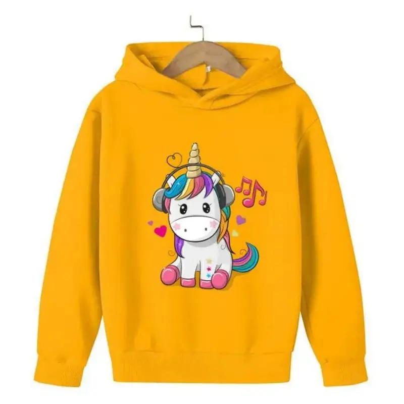 Children Unicorn Cartoon Hoodie Clothing Boys Girls Tops 3-12 Years Cute Printing Hoodie Spring Autumn Kid Pullover Sweatshirt