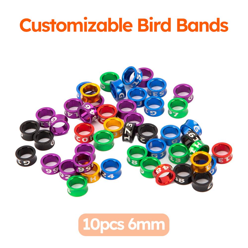 

10pcs Customized Bird Rings, Durable Random Color Metal Birds Identification & Training Anklets, Personalization Bird Leg Band Random Color-6mm