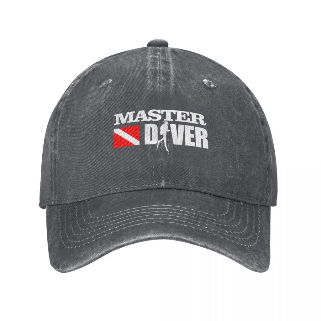 Diving Master Diver We Play In Deep End Adult Retro Denim Washed Baseball Caps Male Cowboy Street Tide Hat Hiking Peaked Cap