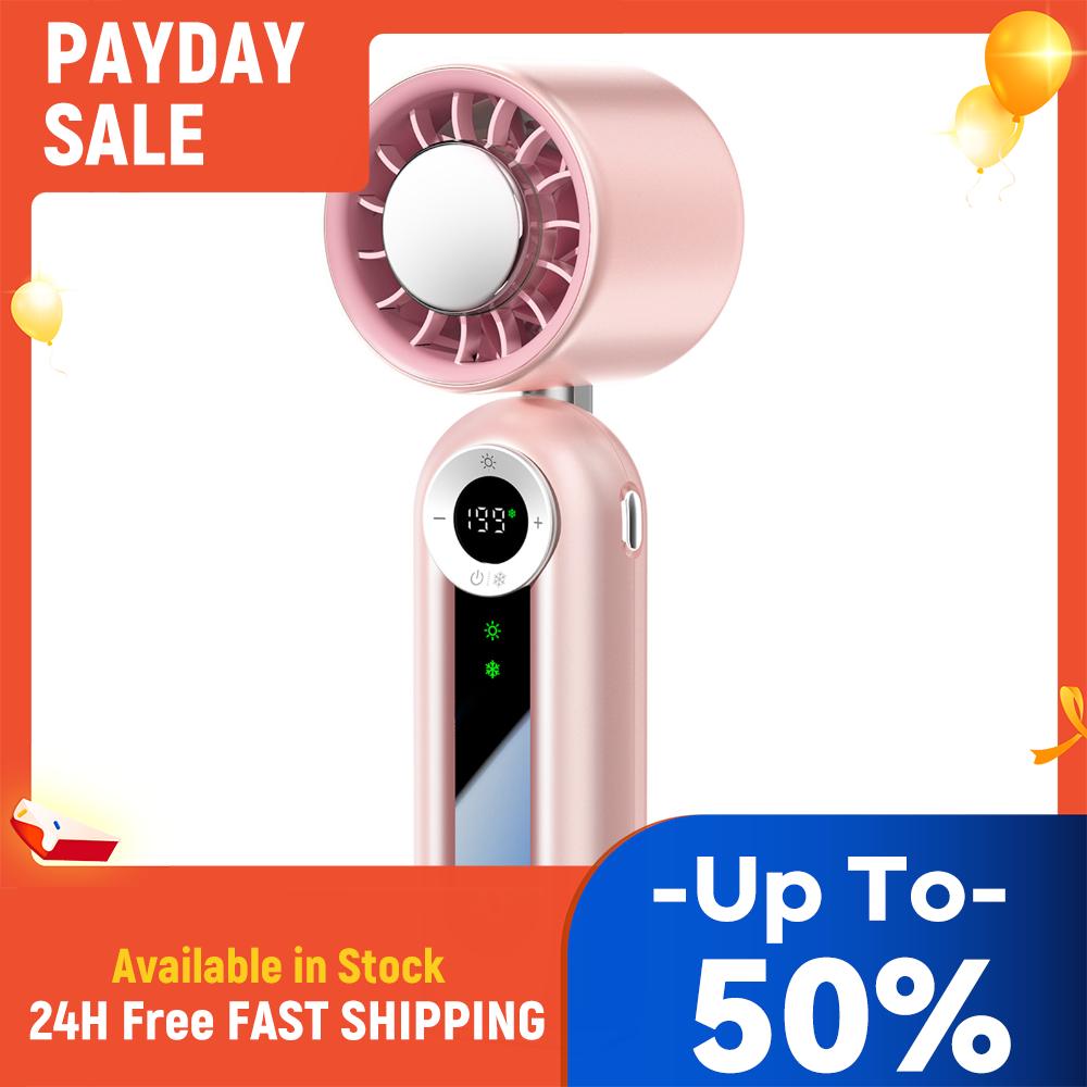Foldable Portable Desktop Fan with Digital Display Portable Handheld Turbo Fan 4000mAh Battery for Travel Outdoor Home Office