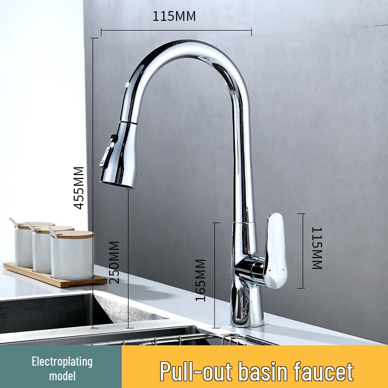 Gunmetal Grey Wall-Mounted Pull-Out Kitchen Faucet