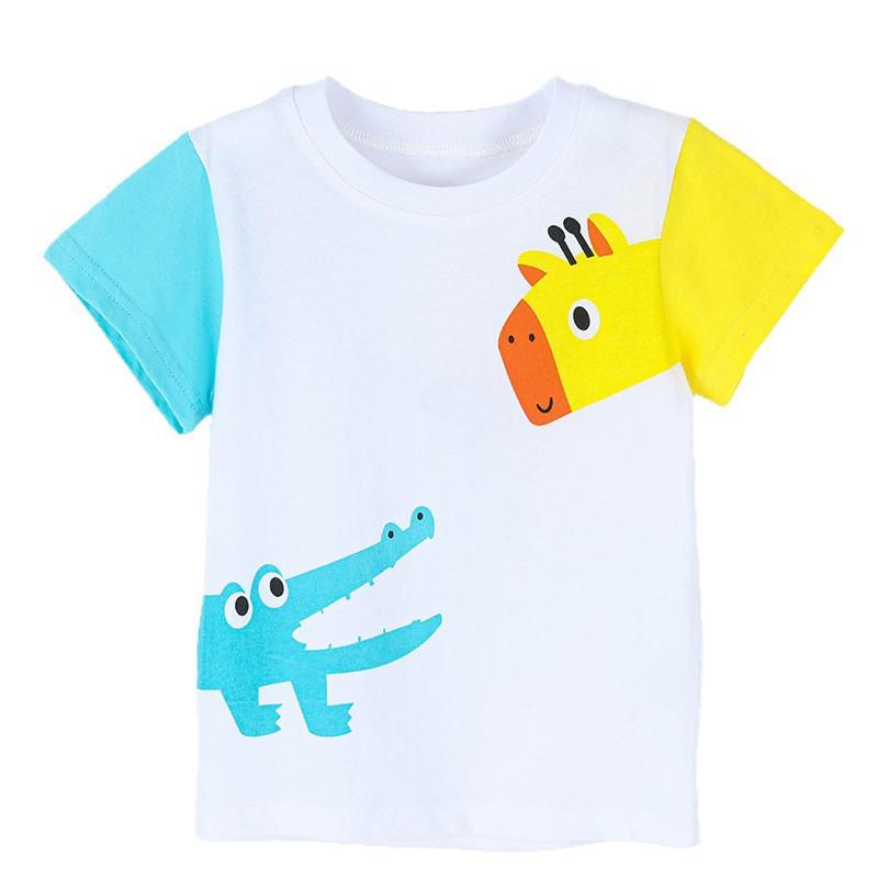 

Boys short-sleeved T-shirt with a stylish dinosaur print and round neck 90cm(2-3Y) белый