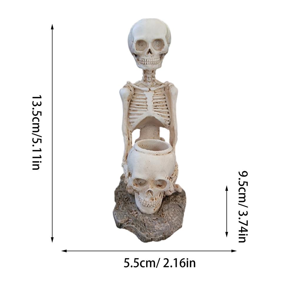 Skeleton Figurines Halloween Kneeling Yoga Skull Statue Skeleton Figurine for Home Decor Resin Statues Spiritual Meditation