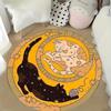 Yin Yang Cat Round Carpet Anti Slip Backing Flannel Soft Machine Washable for Living Room Bedroom Home Decor
