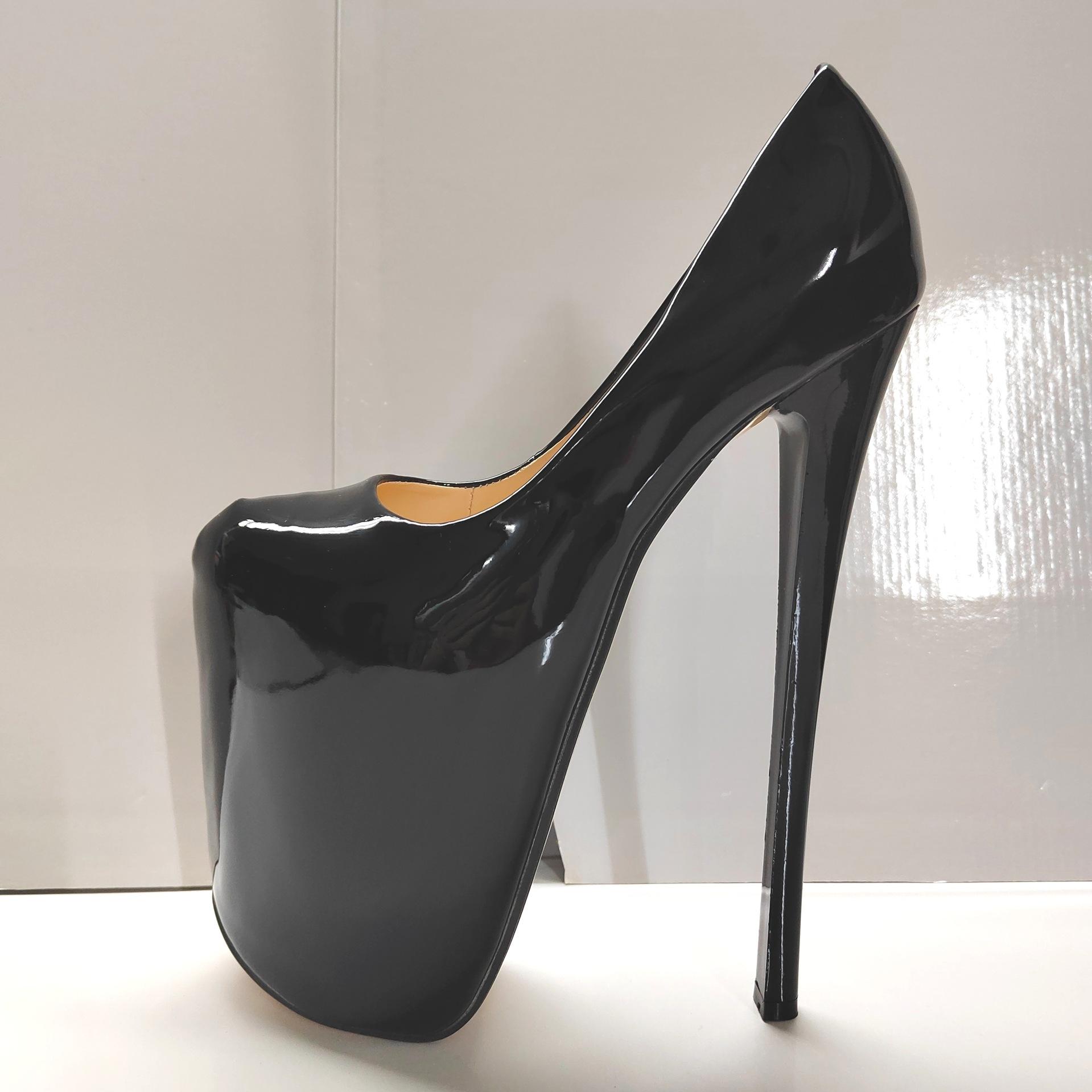 

Жіночі сексуальні босоніжки на платформі з круглим носком 22 см Модельні туфлі для танцю на пілоні Високі підбори Туфлі для нічних клубів Взуття для стриптизу Великий розмір 49 чорний
