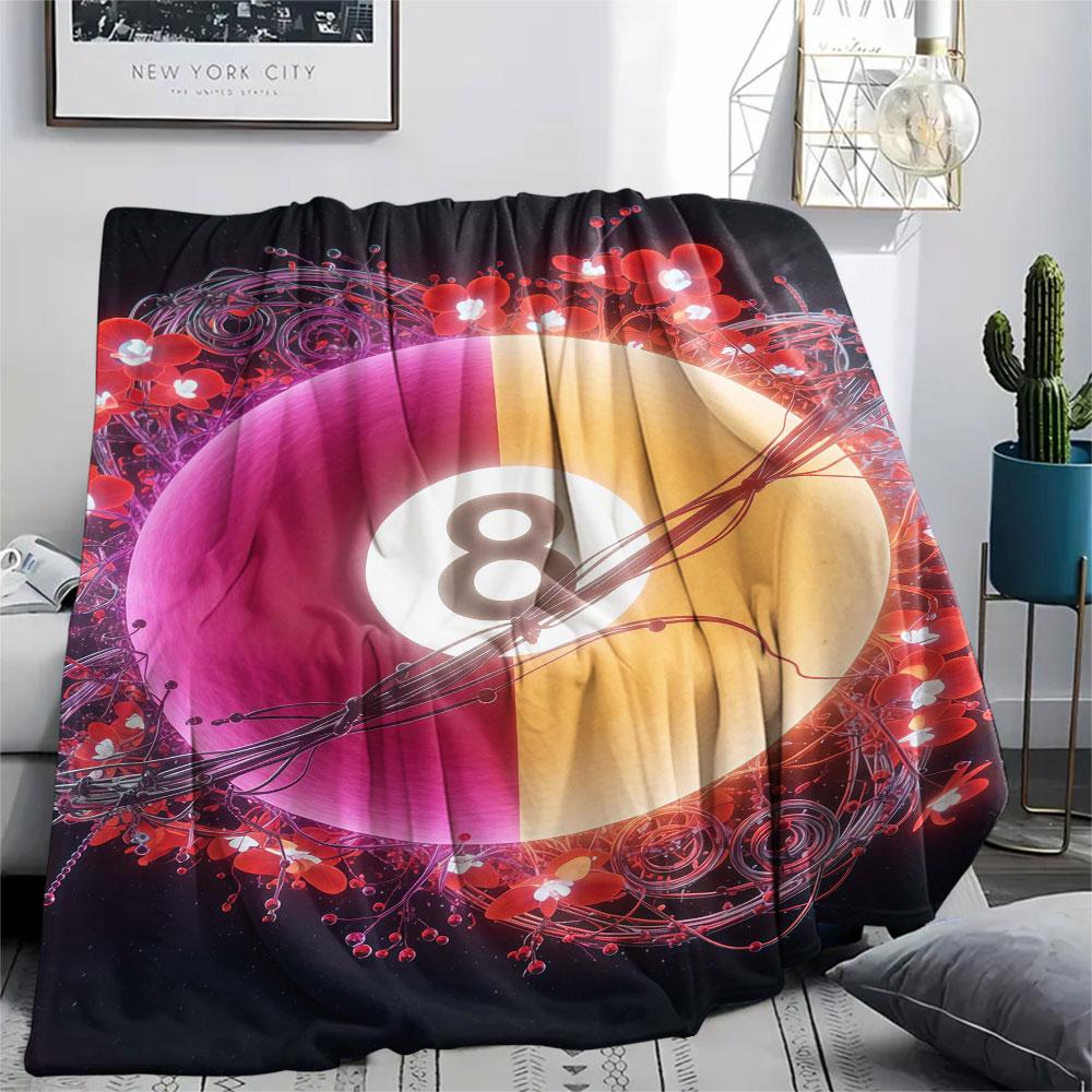 1Pc Luminousball Print Flannel Blanket, High Quality Comfortable for All Seasons, Home Decor, Warmth and Comfort, Perfect for Christmas Gifts
