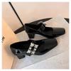 Fashion Shoes Shallow Mouth Block Heels For Women Pumps Sandals Ladies Square Toe Mary Jane Chunky African Retro Lolita Straps Leather
