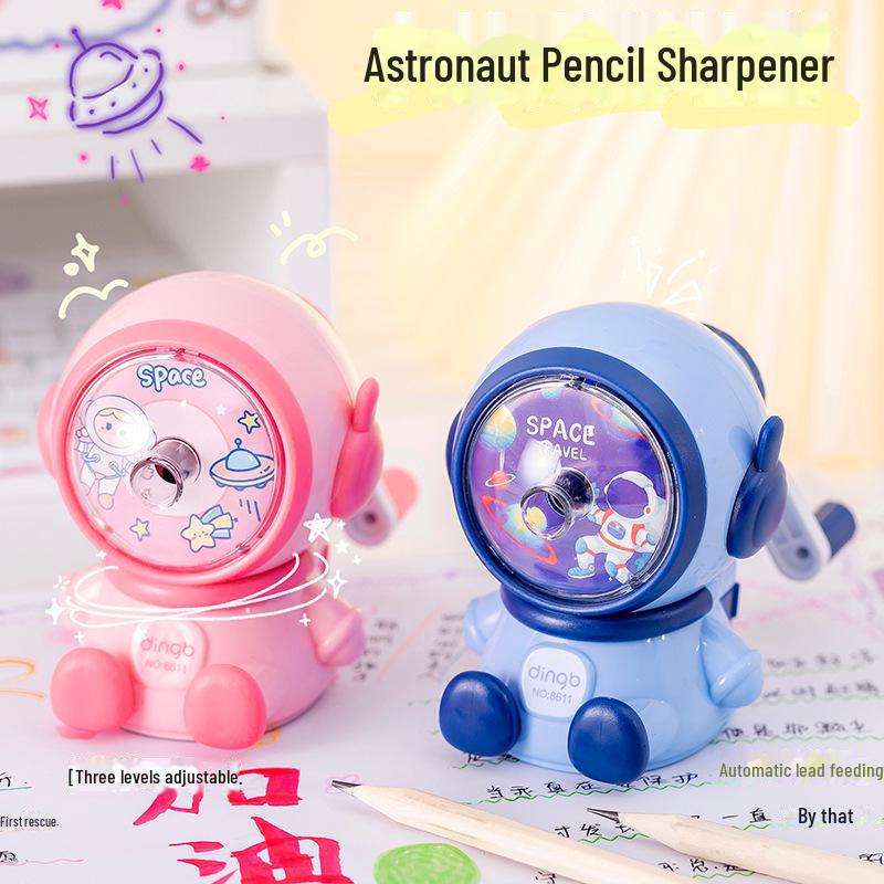 Automatic Creative Cartoon Astronaut Pencil Sharpener for Students and Kids