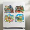 JINGRUIXIANG 3D Wooden City Refrigerator Magnet