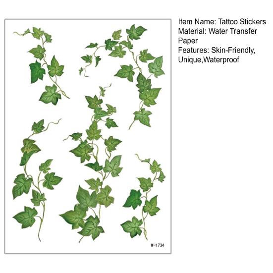 Nostalgie Fake Vine Tattoos, Waterproof Leaf Temporary Stickers, Green Plant Ivy Body Art for Women Girls, Boho Festival Decor