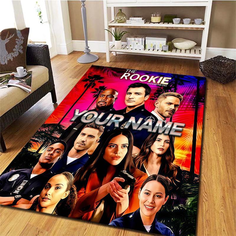 Der Rookie Individueller Name Teppich Teppich für Wohnzimmer Schlafzimmer Zuhause Sofadekoration Kinder Spiel Rutschfeste Bodenmatte