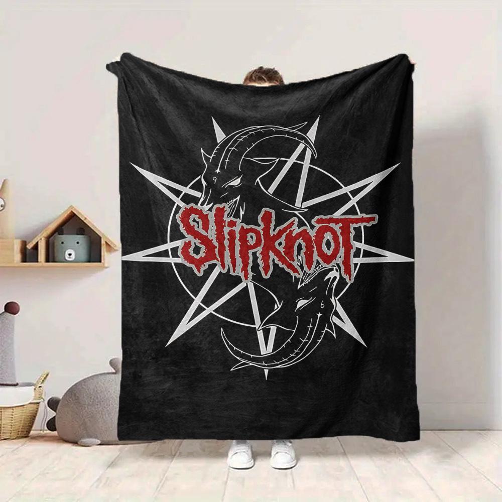 1 stuks Slipknot Bandlogo Flanellen Deken [Gezellige Plaid] Voor Bank, Bed, Reizen, Kamperen, Woonkamer, Kantoor, Bank, Stoel, En Bed