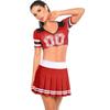 Two Piece Cheerleader Costume Set Women Pleated Skirt and Short Sleeve Crop Top Uniform Outfit for Dance Performance School Events Halloween